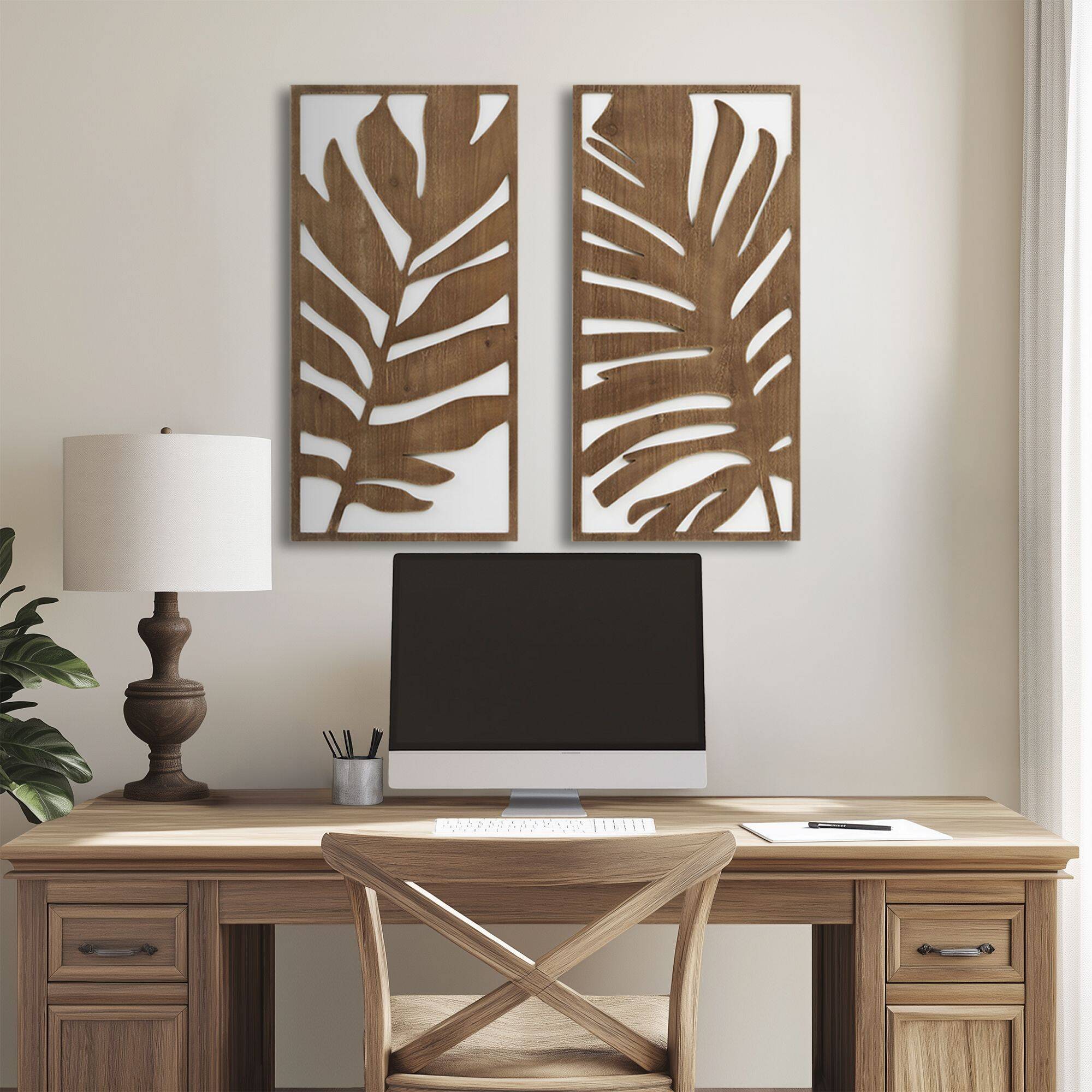 Birch Botanical Two-tone Wood Panel Wall Décor Set Wall Decor