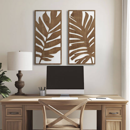 Birch Botanical Two-tone Wood Panel Wall Décor Set Wall Decor
