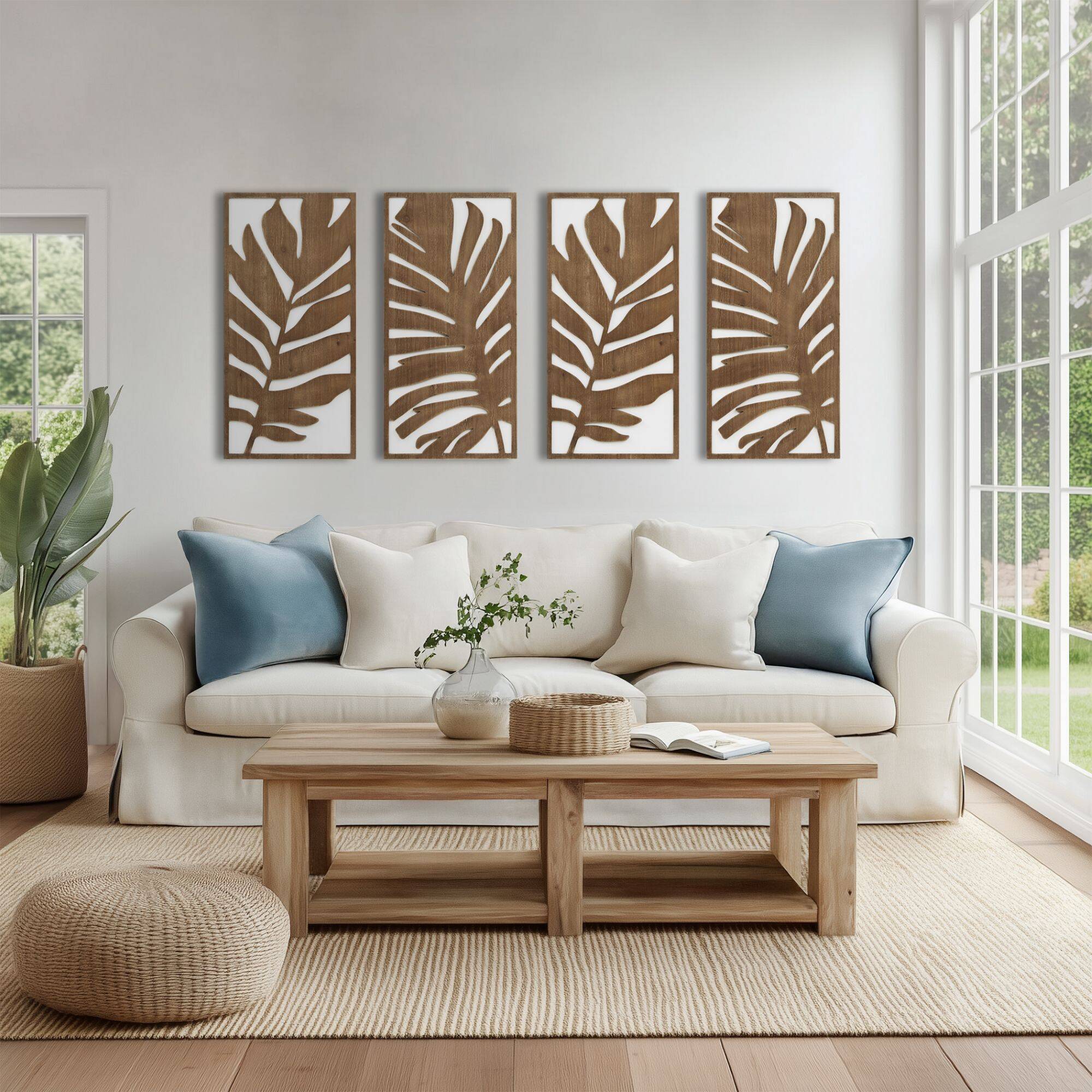 Birch Botanical Two-tone Wood Panel Wall Décor Set Wall Decor