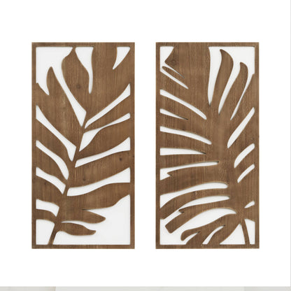 Birch Botanical Two-tone Wood Panel Wall Décor Set Wall Decor