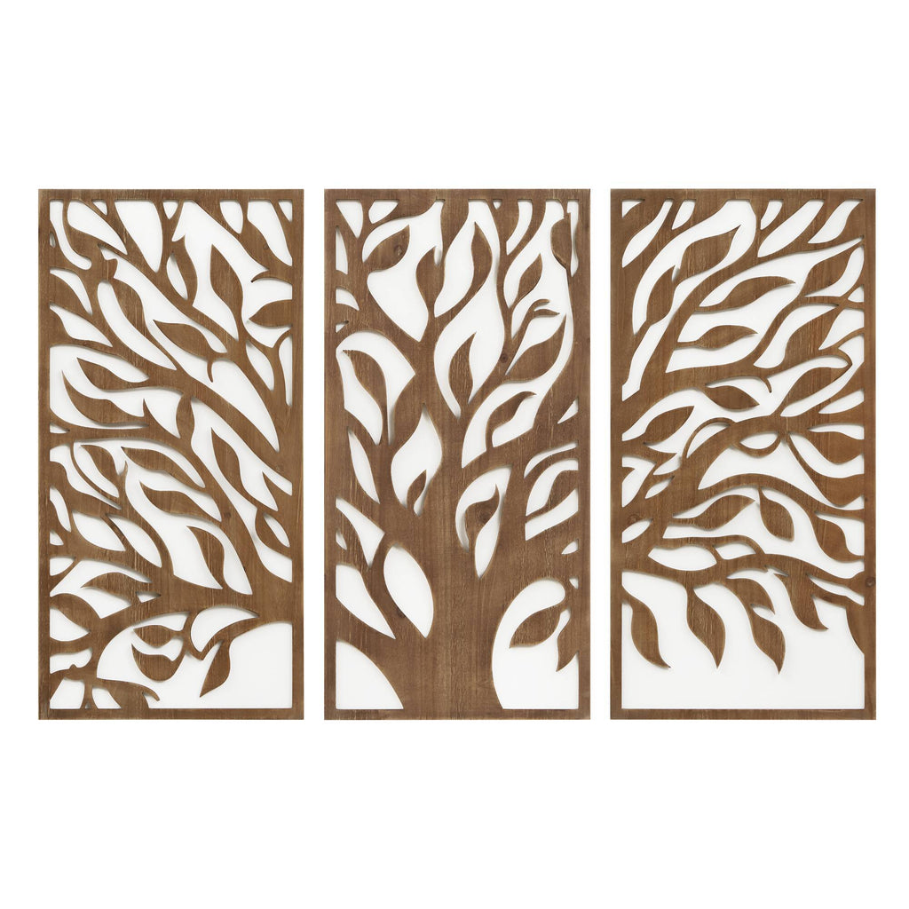 Birch Botanical Two-tone Wood Panel Wall Décor Set Wall Decor