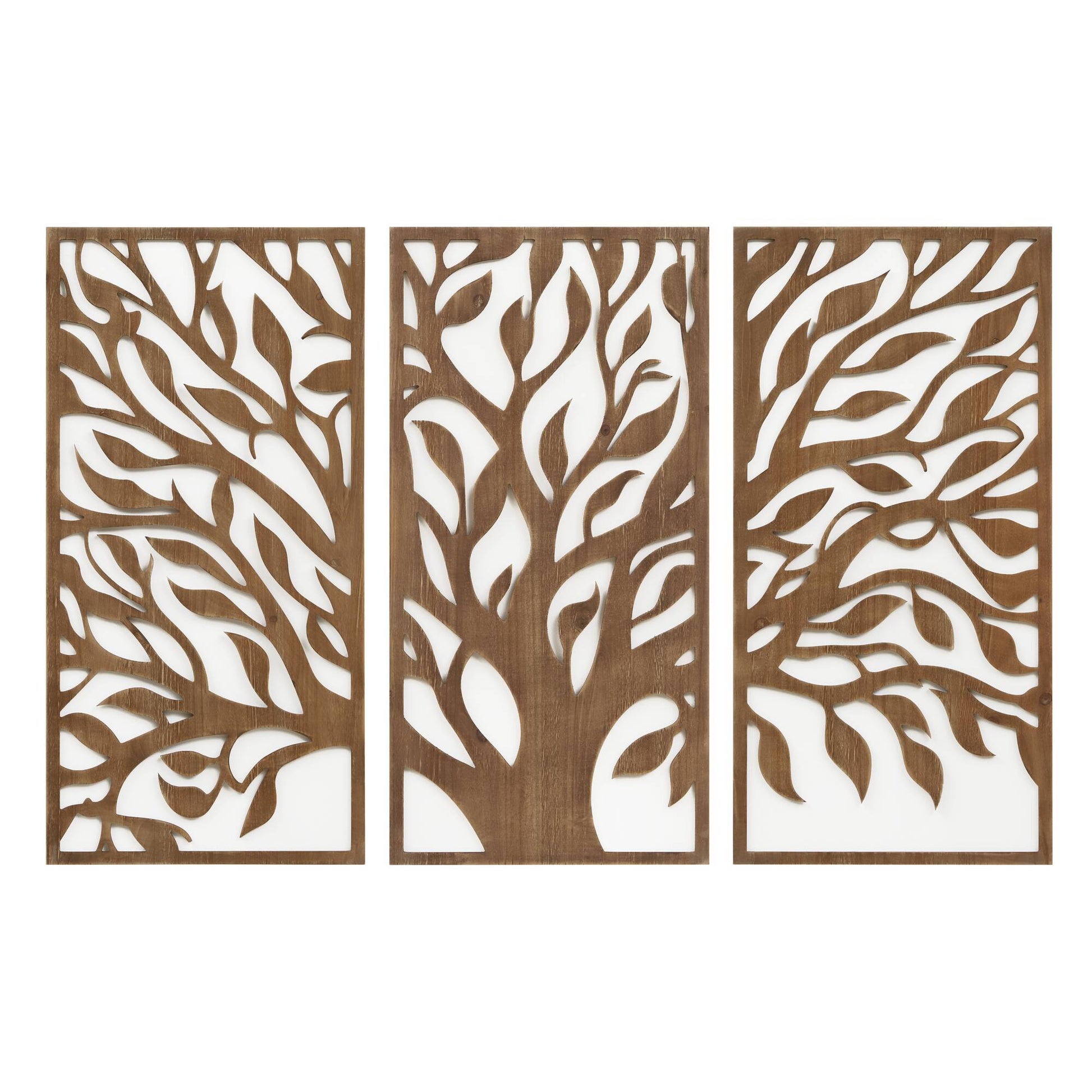 Birch Botanical Two-tone Wood Panel Wall Décor Set Wall Decor
