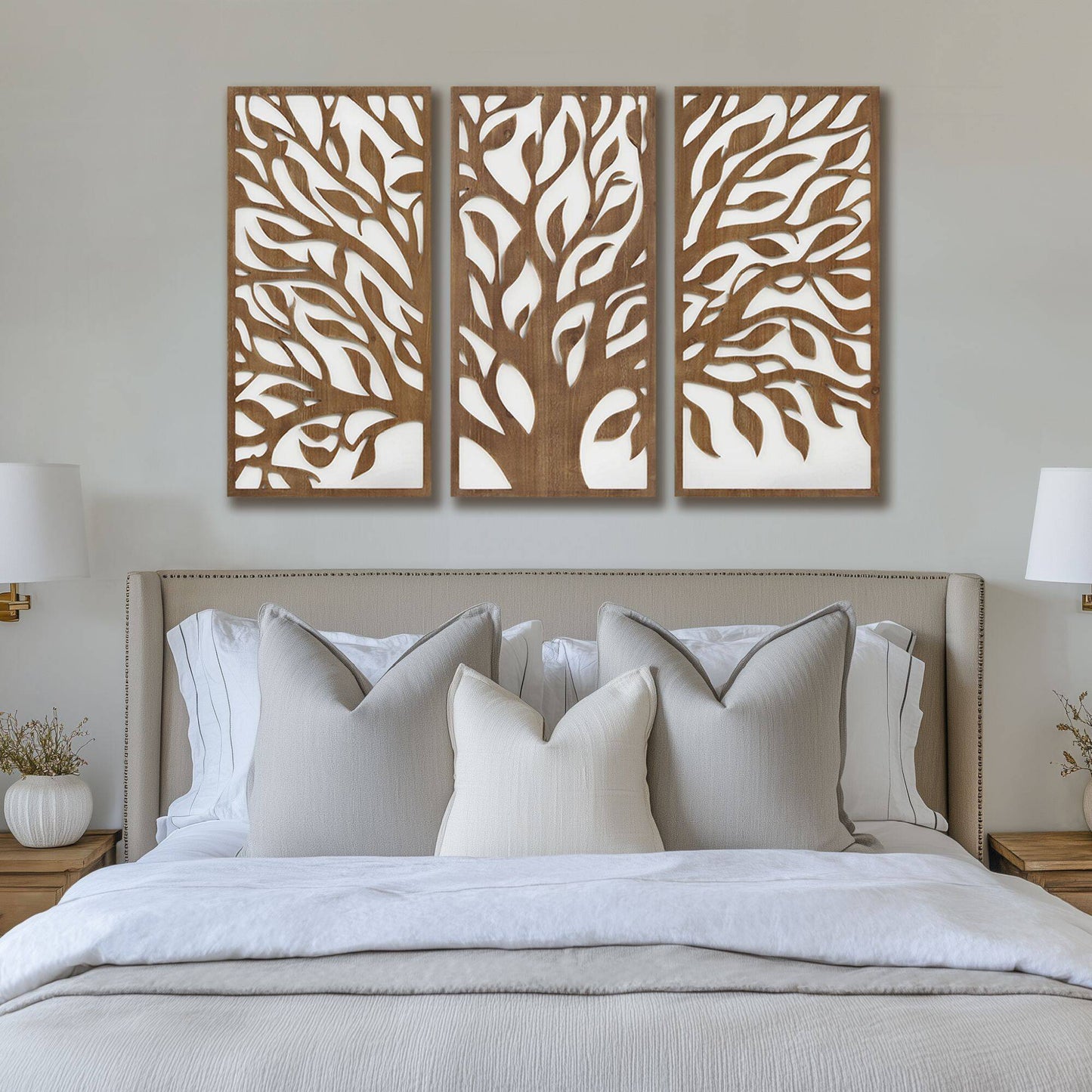 Birch Botanical Two-tone Wood Panel Wall Décor Set Wall Decor