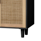 62.20"Elegant and Functional 4-Door Rattan Decorative Storage Cabinet,for Bedroom,Living Room,Office,Easy Assembly,Black