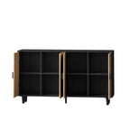 62.20"Elegant and Functional 4-Door Rattan Decorative Storage Cabinet,for Bedroom,Living Room,Office,Easy Assembly,Black