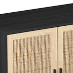 62.20"Elegant and Functional 4-Door Rattan Decorative Storage Cabinet,for Bedroom,Living Room,Office,Easy Assembly,Black