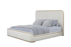 King Upholstered Bed - Toffee & White Sand Bed Frame