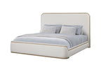 King Upholstered Bed - Toffee & White Sand Bed Frame