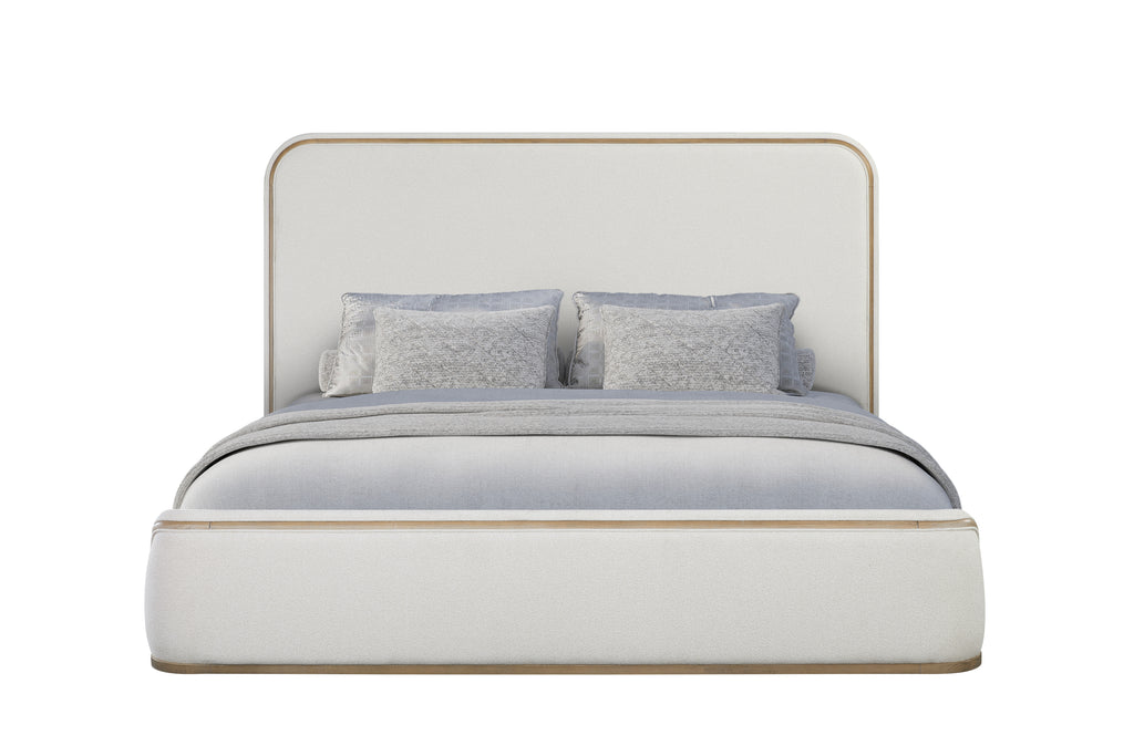 King Upholstered Bed - Toffee & White Sand Bed Frame