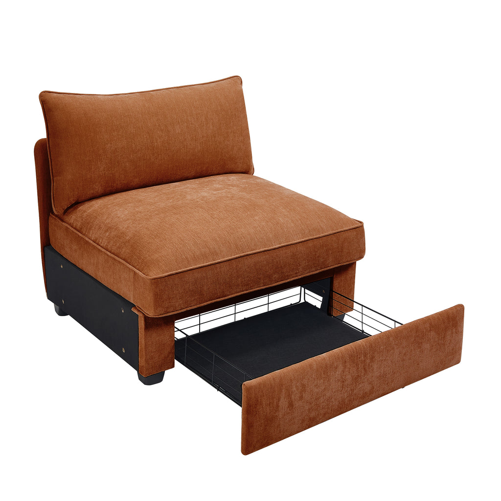 Armless sofa Velvet-Orange