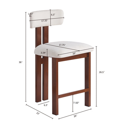 26.5'' Stylish Round Stools with Low Back - Comfortable Upholstered Seat & Black Metal Frame for Kitchen & Dining
