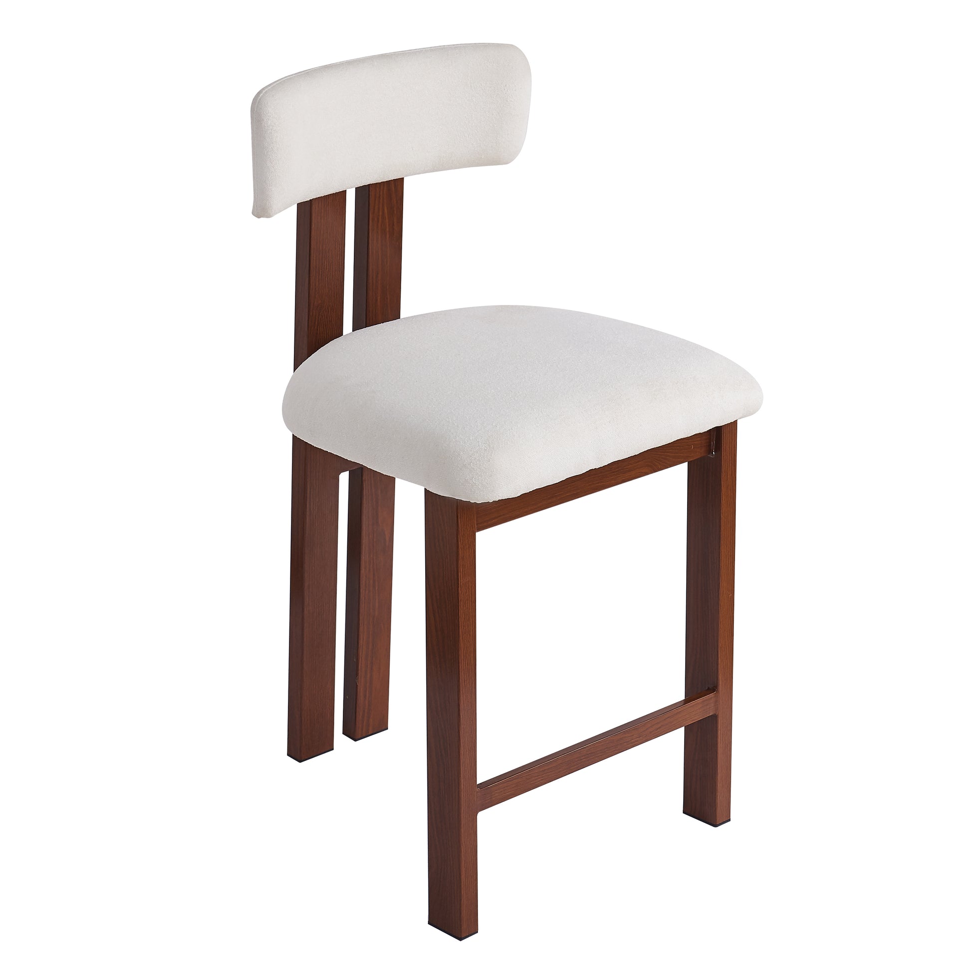 26.5'' Stylish Round Stools with Low Back - Comfortable Upholstered Seat & Black Metal Frame for Kitchen & Dining