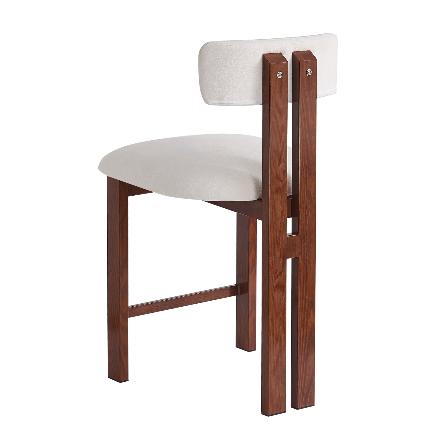 26.5'' Stylish Round Stools with Low Back - Comfortable Upholstered Seat & Black Metal Frame for Kitchen & Dining