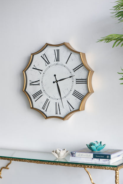 23.5x2.5x23.5' Vintage Roman Numeral Wall Clock with Gold Trim