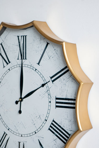 23.5x2.5x23.5' Vintage Roman Numeral Wall Clock with Gold Trim