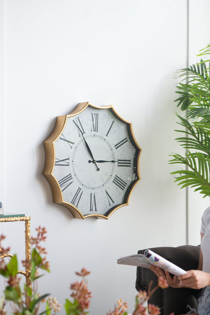 23.5x2.5x23.5' Vintage Roman Numeral Wall Clock with Gold Trim