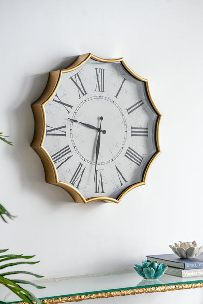 23.5x2.5x23.5' Vintage Roman Numeral Wall Clock with Gold Trim