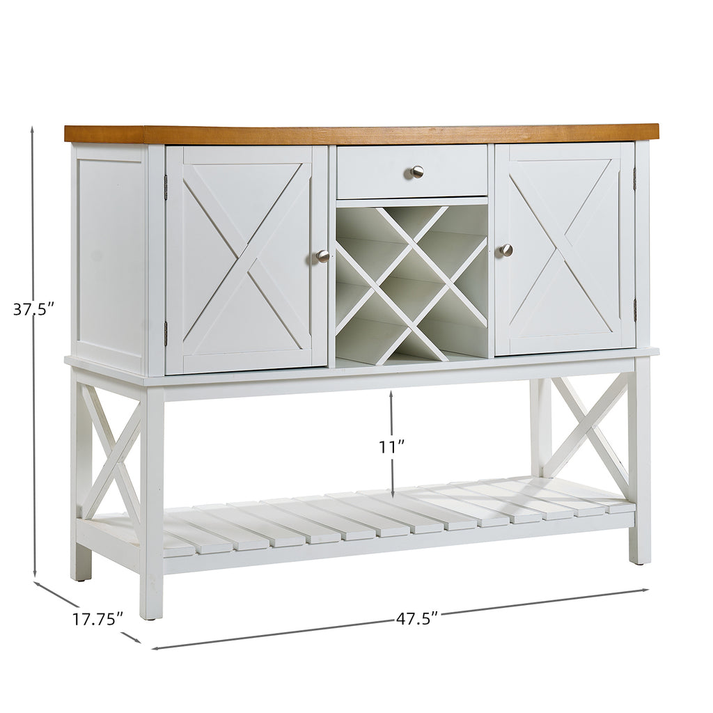 Bar cabinet Console Table with 2-Door Cabinet & 1 Drawers, Coffee Bar, Wine rack,Entryway Table with Storage Shelf, Sofa Tables Buffet Sideboard for Kitchen, Hallway, Dining, Living Room, White