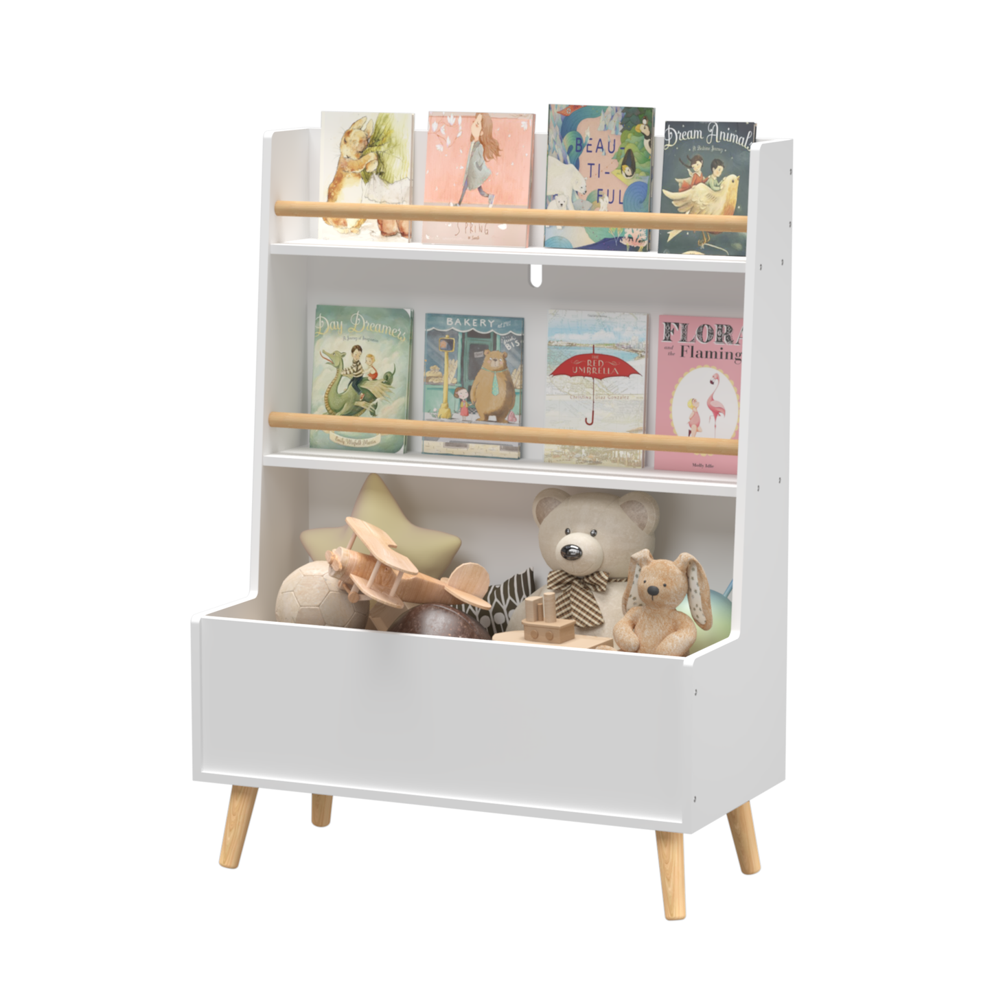 Kids Bookshelf, Book and Magazine Rack, Book Organizer, toy Storage Cabinet Organizer, White - Groovy Boardz