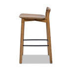 Sven 26.5' Modern Minimalist Low Back Wood Counter Stool, Dark Brown Walnut
