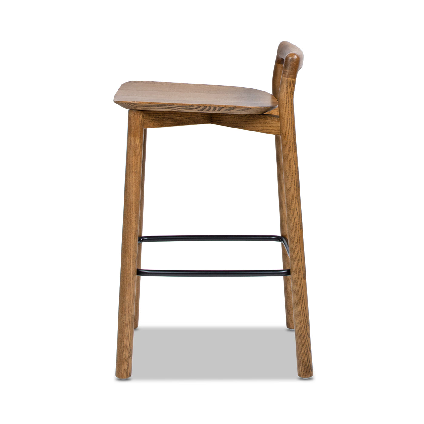 Sven 26.5' Modern Minimalist Low Back Wood Counter Stool, Dark Brown Walnut