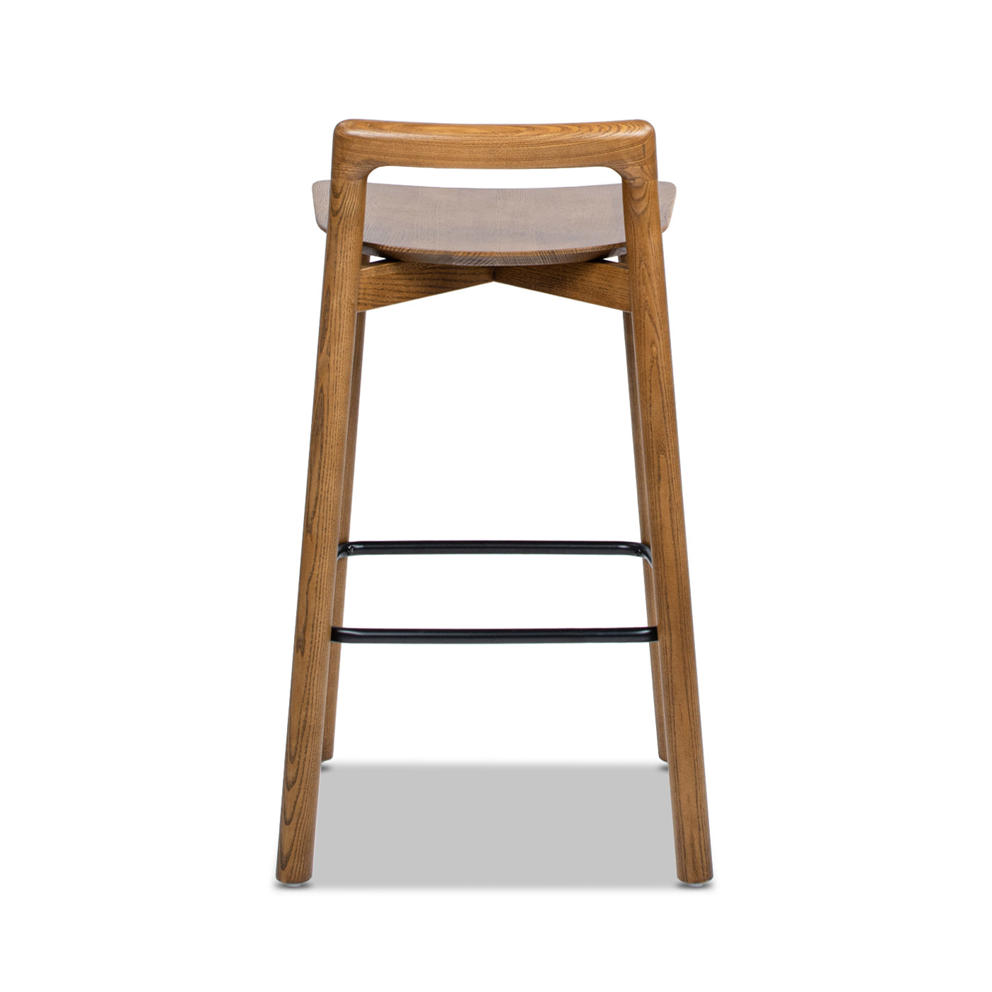 Sven 26.5' Modern Minimalist Low Back Wood Counter Stool, Dark Brown Walnut