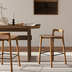 Sven 26.5' Modern Minimalist Low Back Wood Counter Stool, Dark Brown Walnut