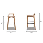 Sven 30' Modern Minimalist Low Back Wood Barstool, Natural Blonde Ash Wood Bar Stools
