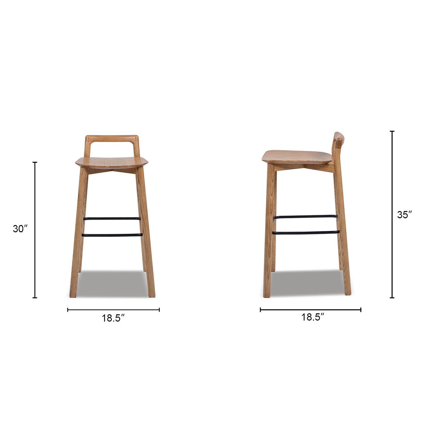Sven 30' Modern Minimalist Low Back Wood Barstool, Natural Blonde Ash Wood Bar Stools