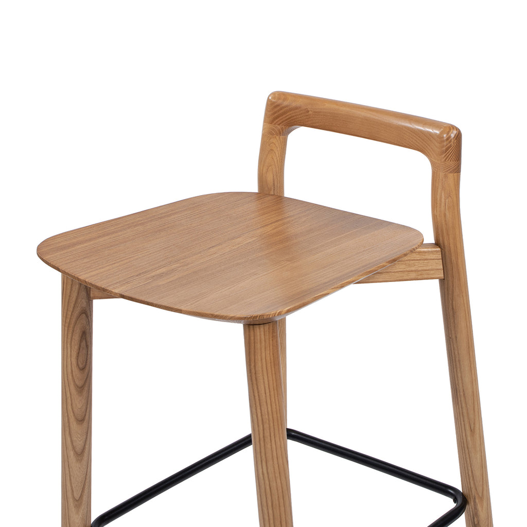 Sven 30' Modern Minimalist Low Back Wood Barstool, Natural Blonde Ash Wood Bar Stools