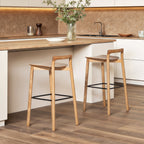 Sven 30' Modern Minimalist Low Back Wood Barstool, Natural Blonde Ash Wood Bar Stools