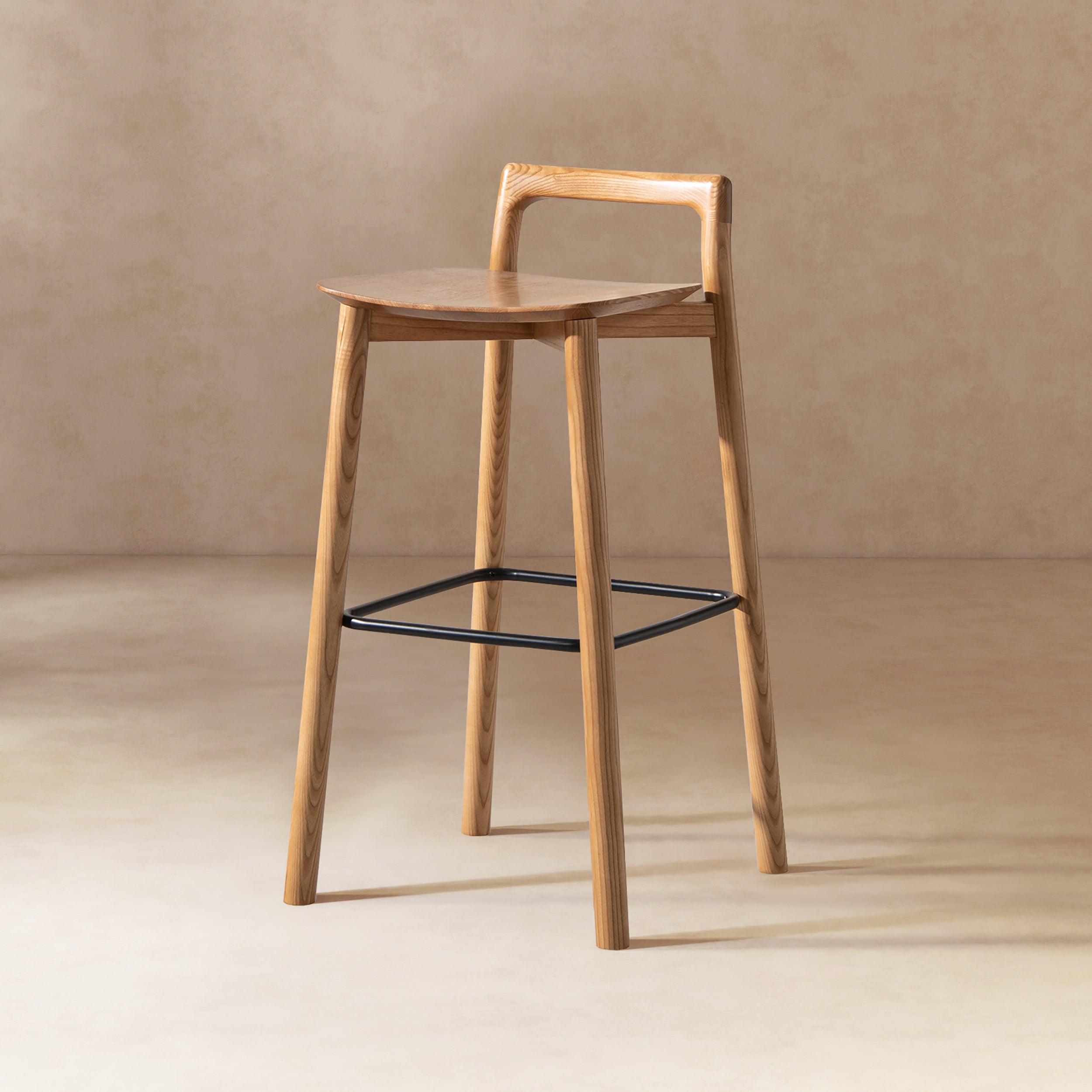 Sven 30' Modern Minimalist Low Back Wood Barstool, Natural Blonde Ash Wood Bar Stools