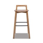 Sven 30' Modern Minimalist Low Back Wood Barstool, Natural Blonde Ash Wood Bar Stools