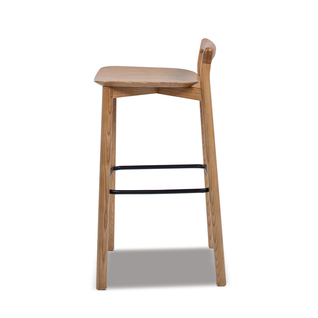 Sven 30' Modern Minimalist Low Back Wood Barstool, Natural Blonde Ash Wood Bar Stools