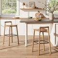 Sven 30' Modern Minimalist Low Back Wood Barstool, Natural Blonde Ash Wood Bar Stools