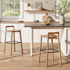 Sven 30' Modern Minimalist Low Back Wood Barstool, Natural Blonde Ash Wood Bar Stools
