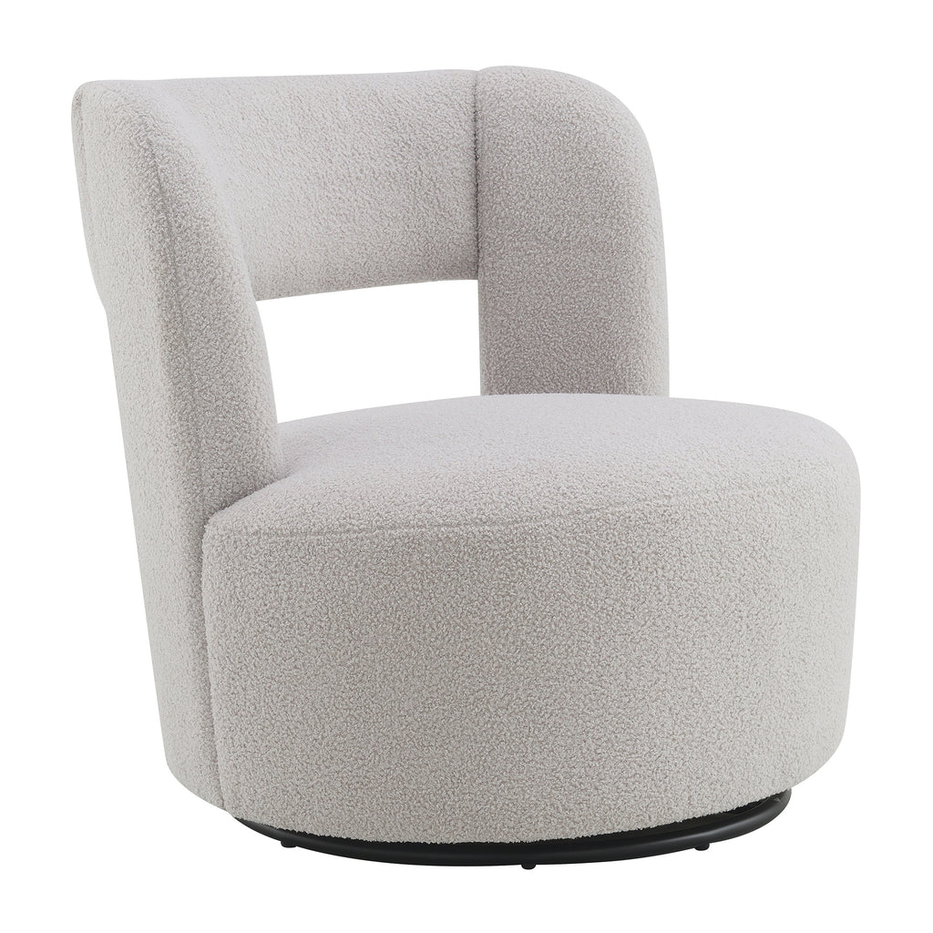 Swivel Barrel Chair with Soft Teddy Fabric, Comfy Round Accent Chair for Living Room.Upholstered Performance Fabric for Living Room Bedroom Reading Waitingroom,1 PC,Teddy Grey