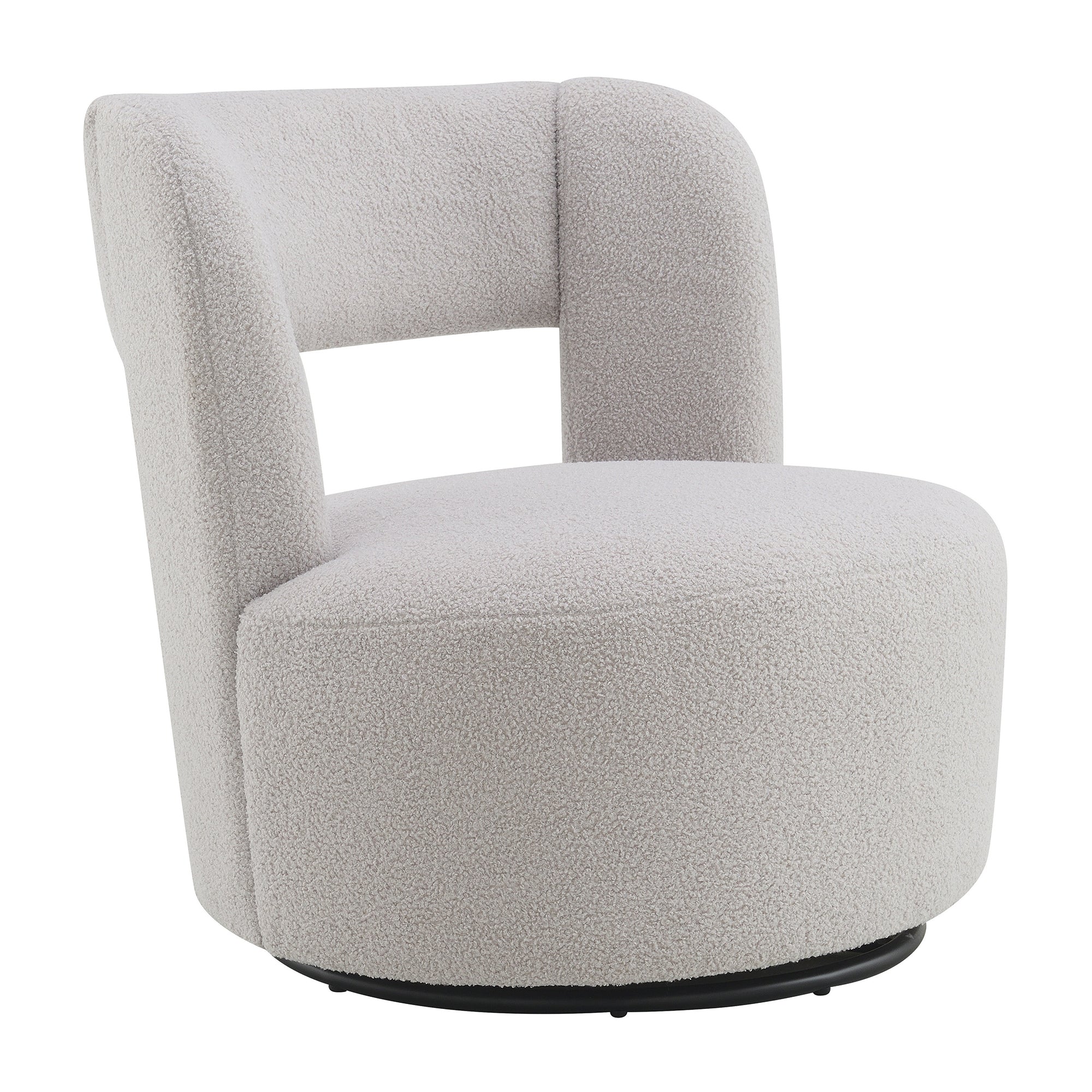 Swivel Barrel Chair with Soft Teddy Fabric, Comfy Round Accent Chair for Living Room.Upholstered Performance Fabric for Living Room Bedroom Reading Waitingroom,1 PC,Teddy Grey