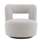 Swivel Barrel Chair with Soft Teddy Fabric, Comfy Round Accent Chair for Living Room.Upholstered Performance Fabric for Living Room Bedroom Reading Waitingroom,1 PC,Teddy Grey