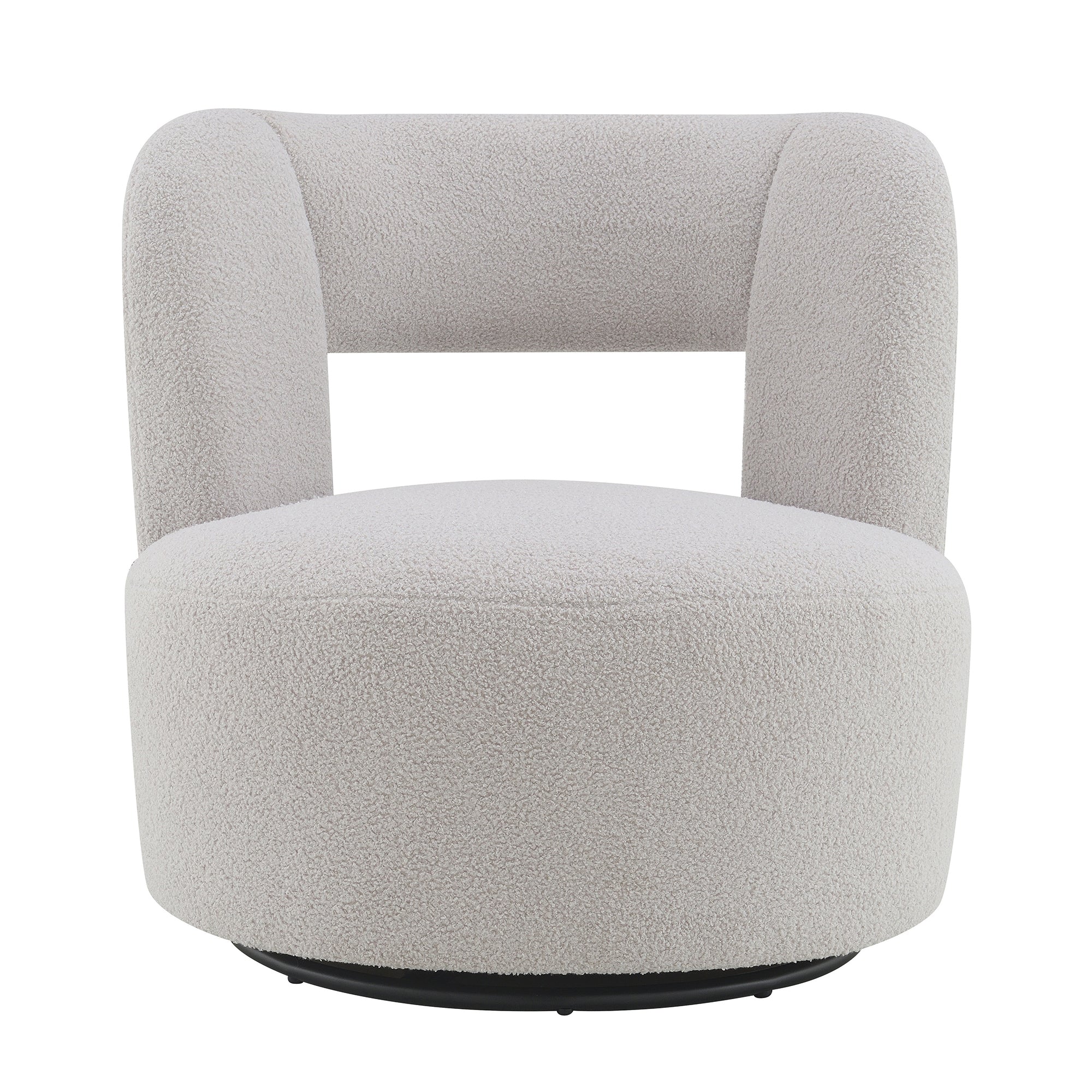 Swivel Barrel Chair with Soft Teddy Fabric, Comfy Round Accent Chair for Living Room.Upholstered Performance Fabric for Living Room Bedroom Reading Waitingroom,1 PC,Teddy Grey
