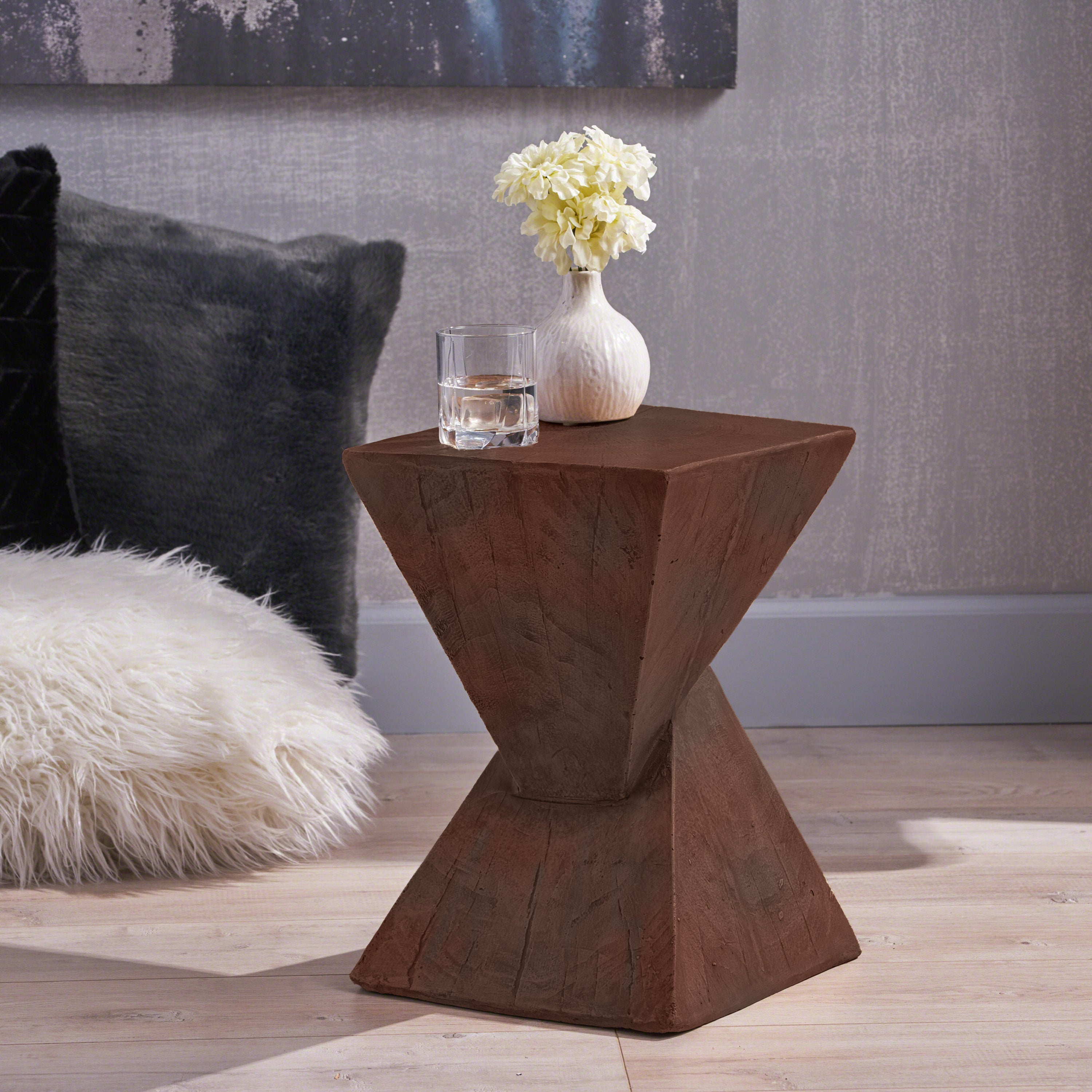 TESS Modern Side Table – Stylish Cent Table Compatible with Living Room, Bedroom, or Office – Versatile Home Furniture with Design and Sturdy Construction,Dark Brown Color End Table