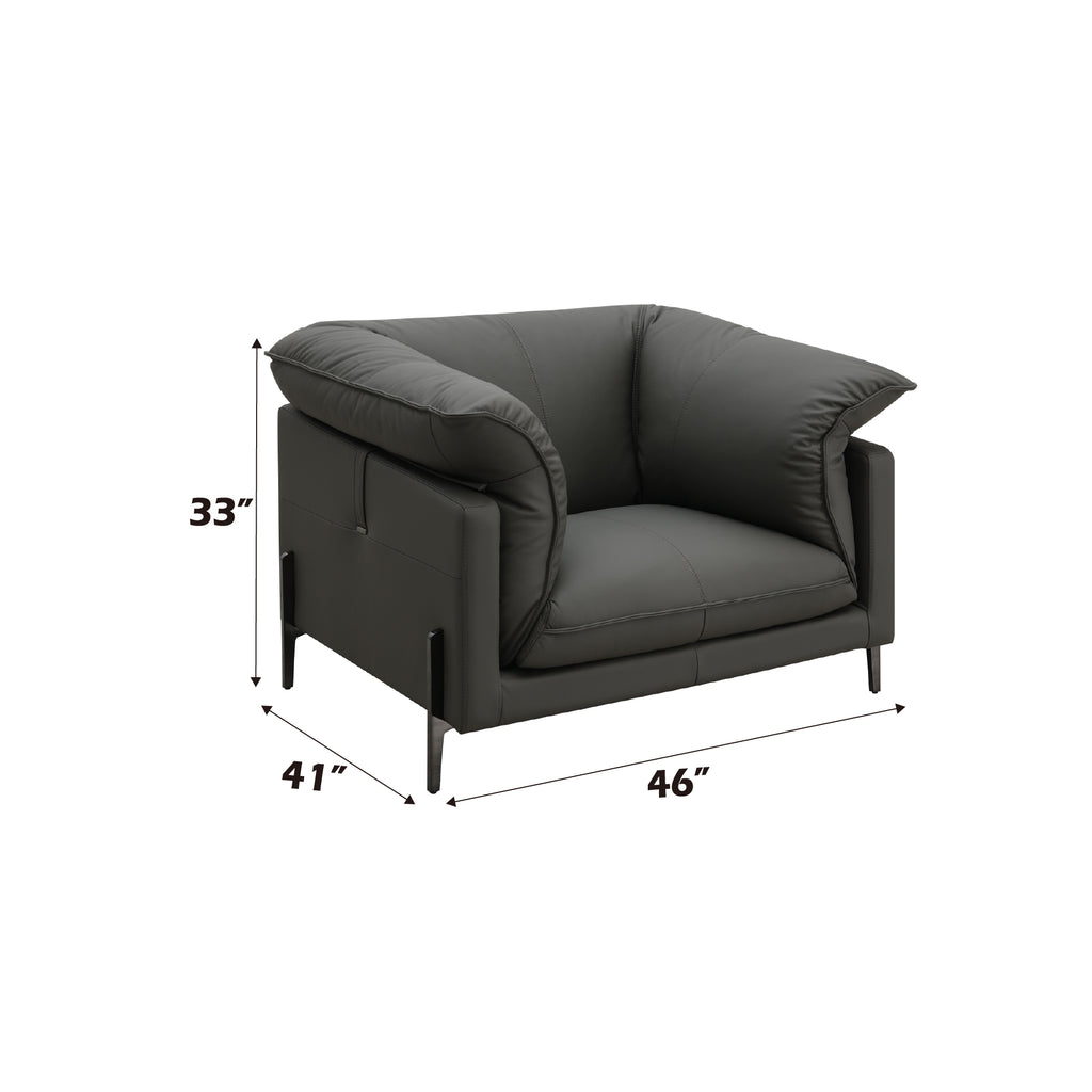 Tadi Black Top Grain Leather Chair