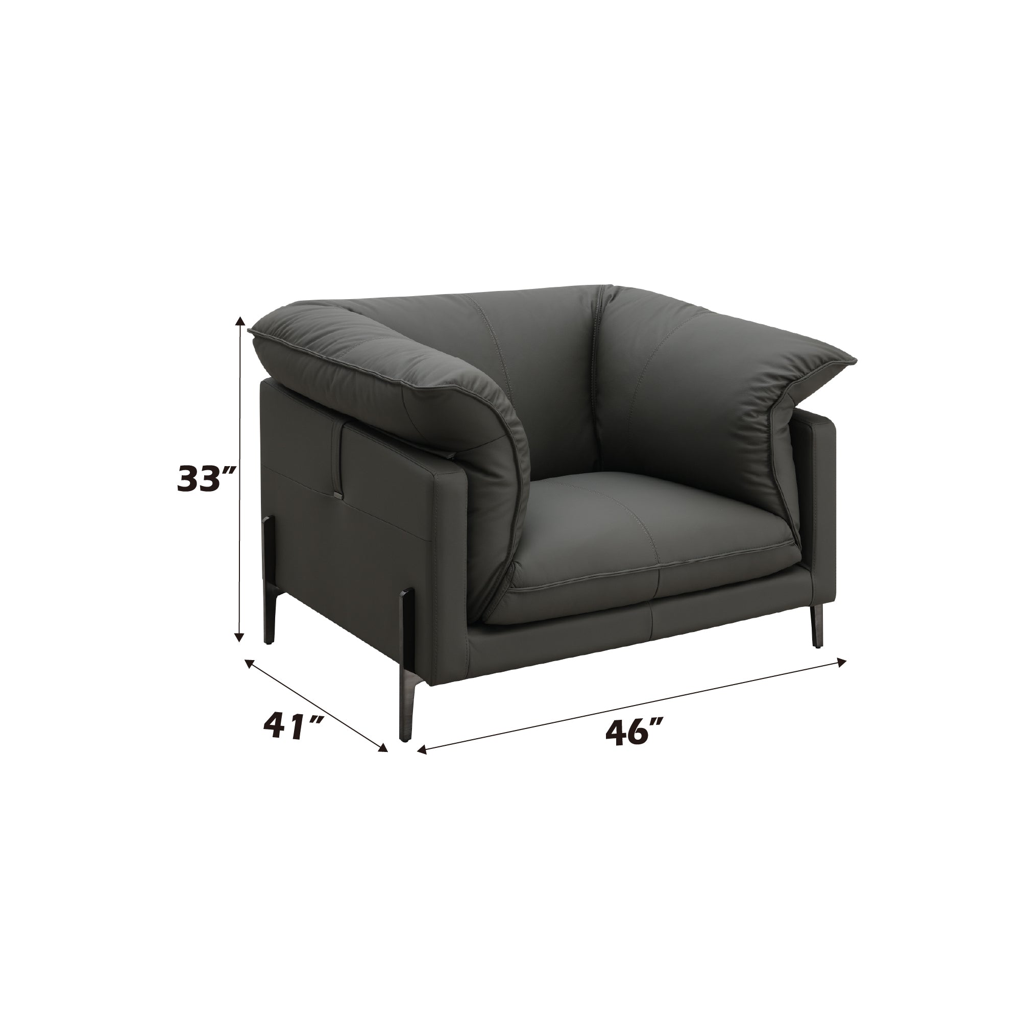 Tadi Black Top Grain Leather Chair