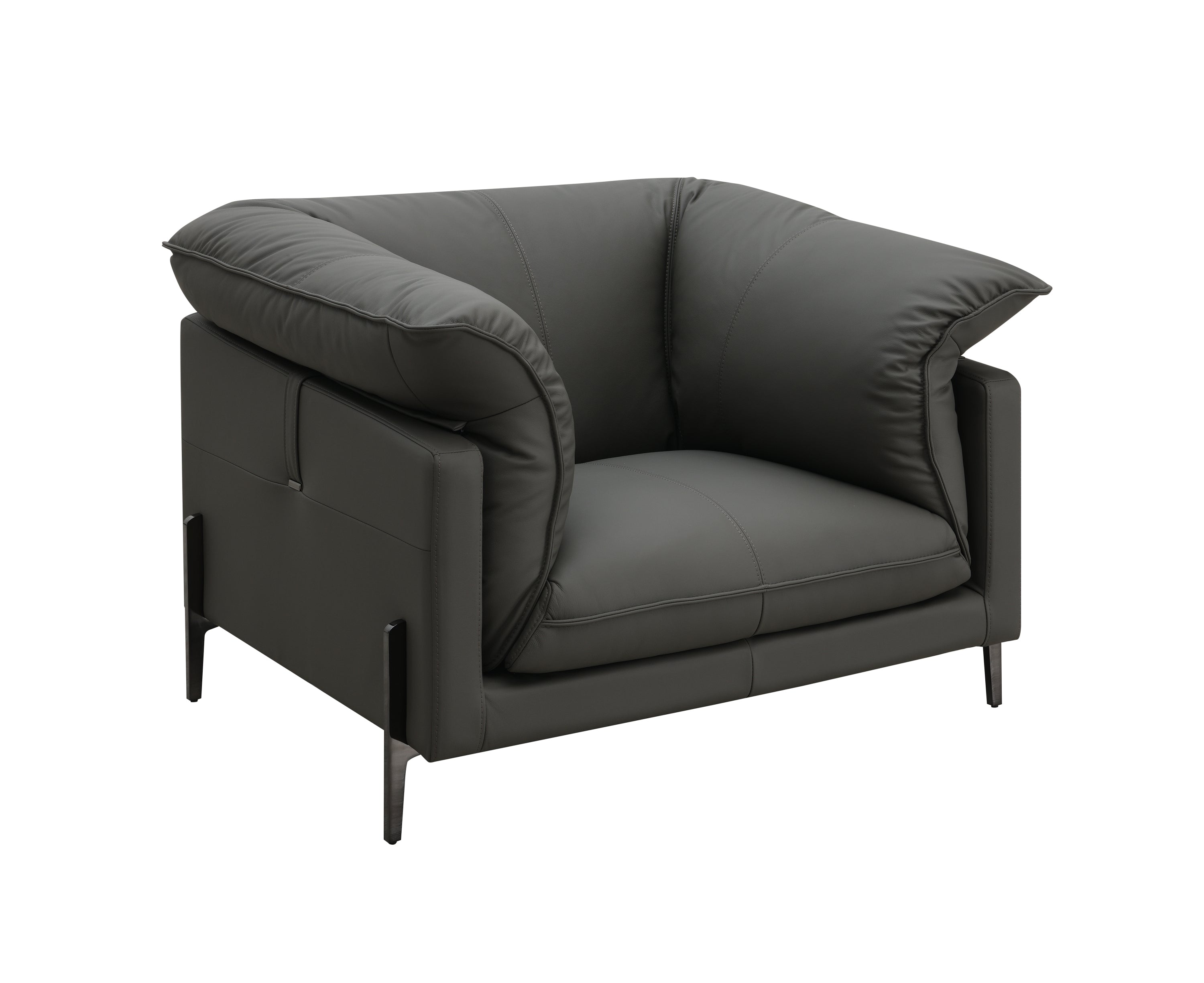 Tadi Black Top Grain Leather Chair