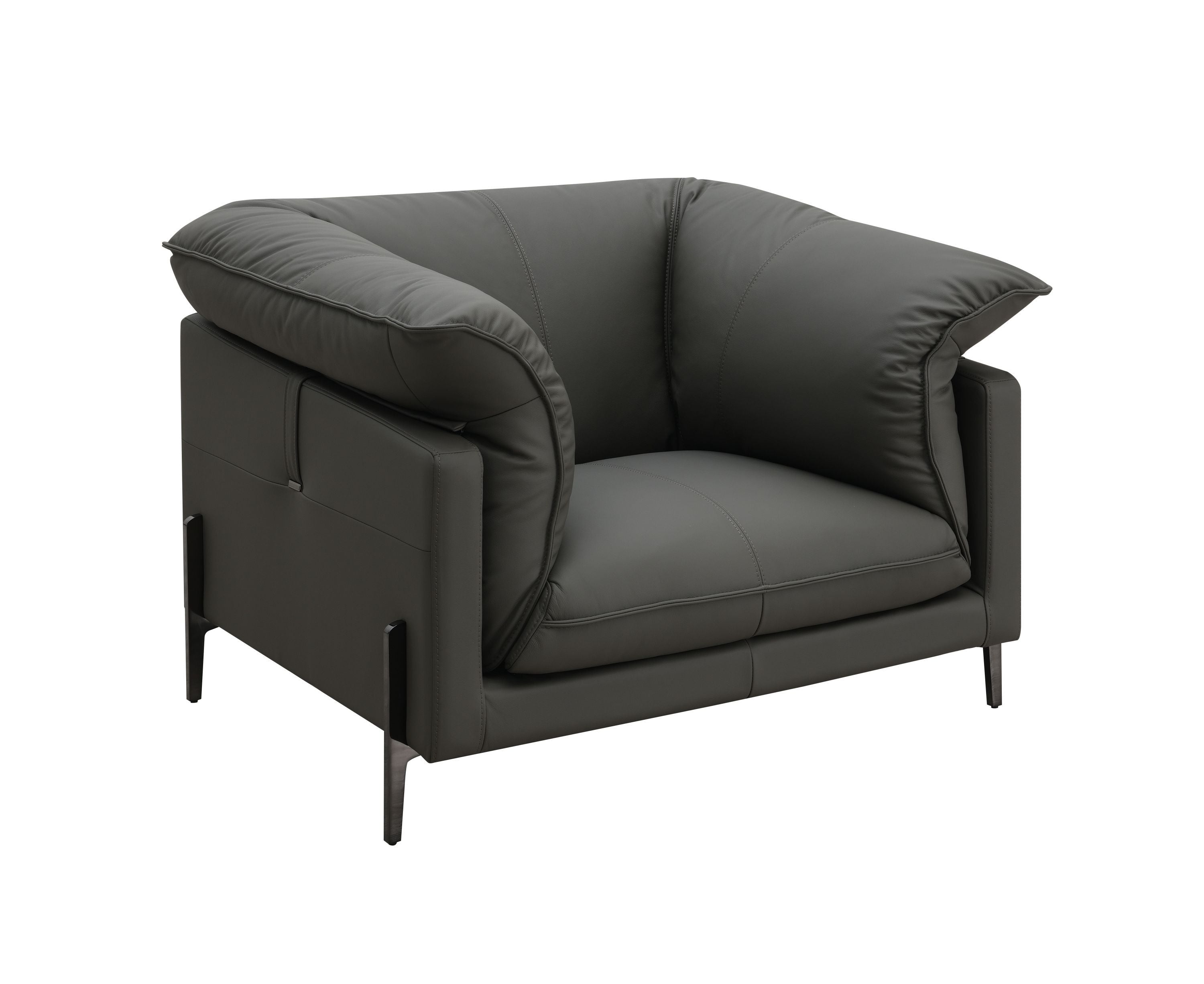 Tadi Black Top Grain Leather Chair