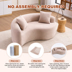 Tai Chi Inspired LY-042 S-Curved Chenille Sectional Sofa, Dual-Depth, Beige, Compact Design, No Assembly, 66.9' L