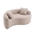 Tai Chi Inspired LY-042 S-Curved Chenille Sectional Sofa, Dual-Depth, Beige, Compact Design, No Assembly, 66.9' L