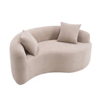 Tai Chi Inspired LY-042 S-Curved Chenille Sectional Sofa, Dual-Depth, Beige, Compact Design, No Assembly, 66.9' L