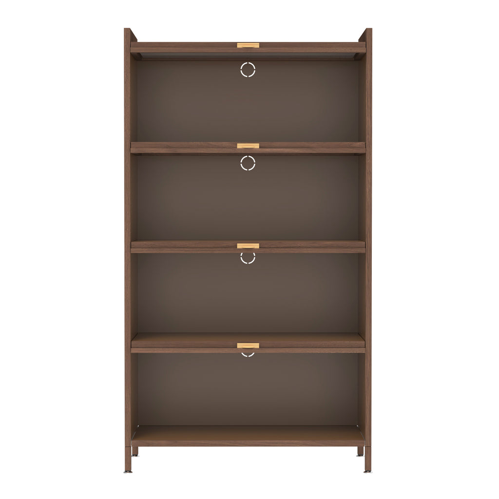 57'' Tall Metal 4 Flip Doors Cabinet, with Ample Storage Space for Bedroom, Office, Living Room, Hallway, Entryway (Walnut) Storage Cabinet