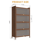 57'' Tall Metal 4 Flip Doors Cabinet, with Ample Storage Space for Bedroom, Office, Living Room, Hallway, Entryway (Walnut) Storage Cabinet